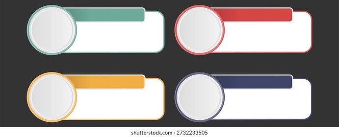 Premium Vector Set of Four Infographic Banner Templates with Circular Profile Icons and Rectangular Text Boxes Professional UI UX Elements for Web Business Presentations and Process Layouts