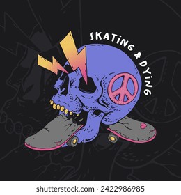 Premium Vector Skull skateboarder illustration