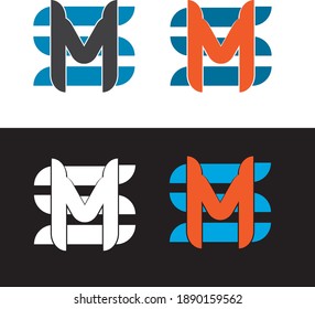 Premium Vector SM Logo in 4 color variations. Beautiful Logotype for luxury branding. Elegant and stylish design for your company.