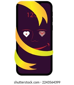 Premium Vector Smart phone screen online message and screen application color background vector graphic with ribbon design  backgrounds Royalty Free Vector.