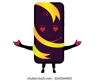 Premium Vector Smart phone screen online message and screen application color background vector graphic with ribbon design  backgrounds Royalty Free Vector. 