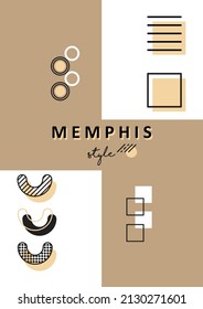 Vector premium de diseño Memphis Soft-Brown (libro de portada) de Dizcorvus sobre puntos, semitono, línea de círculo, rectángulo, triángulo, etc.