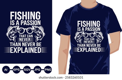 Premium Vector | Spend my life for fishing t shirt design template with fish rod hook silhouette vector