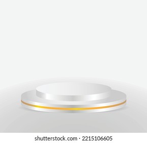 Premium Vector stage podium with gold light. Podium for out standing luxury product advertising on white background.