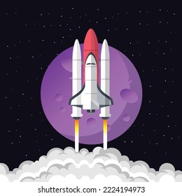 Premium Vector | Start-up business concept, rocket launching to the space, Flat Space Rocket Background.