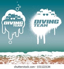 Premium vector stencil for scuba diving club and underwater swimming team. 