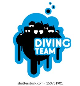 premium vector stencil for scuba diving club and underwater swimming team