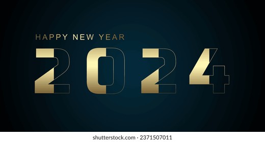 Premium vector Stoke of 2024 Text number design. A Happy New Year 2024 Golden banner design, 2024 Number premium for New Year Celebration concept