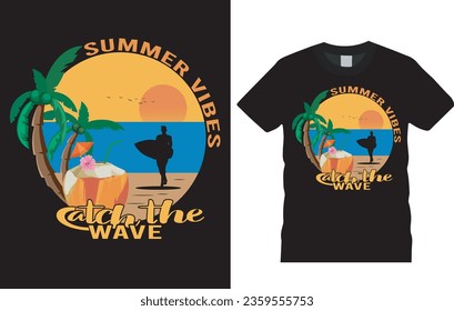 Premium Vector | summer vibes catch the wave  beach t shirt design vector grap