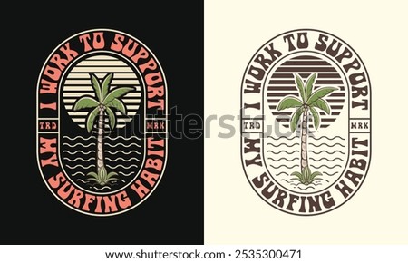 Premium Vector Surfing T-Shirt Design.