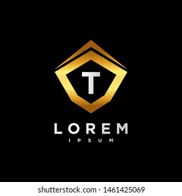 Premium Vector T Logo. Beautiful Logotype design for luxury company branding. Elegant identity design in black and gold.
