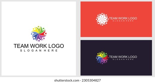 Premium Vector | Team work logo design corporate peoples vector template