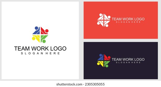 Vector Premium | Diseño del logotipo de trabajo en equipo para la plantilla de vectores de personas corporativas