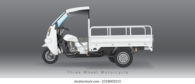 premium vector, three wheel cargo, tricycle, motorcycle