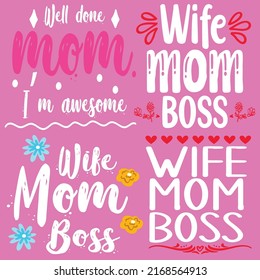 Premium vector typography of mother's day with pink background