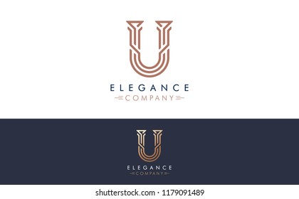 Premium Vector U Logo in two color variations. Beautiful Logotype design for luxury company branding. Elegant identity design for your company.
