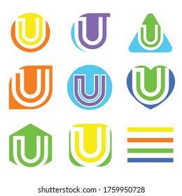 Premium Vector u Logo,Letter u logo set. Color icon templates design. Set of colorful u letter symbols,vector sign,identity design,
Letter u Negative Space initial Logo Design 