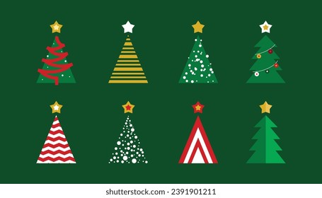 Premium vector various Christmas tree background. High quality Christmas decoration abstract background