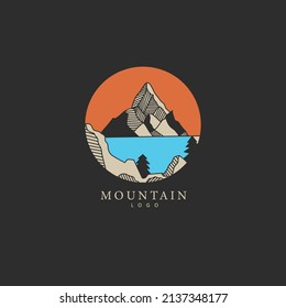 Premium Vector Vintage mountain badge logo design vector illustration