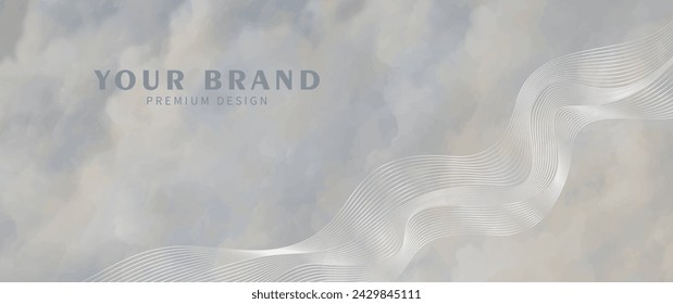 Premium vector watercolor art background with sky and clouds for invitation, banner, gift certificate, gift card, flyer. Luxury elegant horizontal fashionable minimalist template.