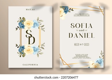 Premium vector | Wedding invitation template with flower
