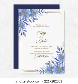 Premium vector | Wedding invitation template with watercolor flower