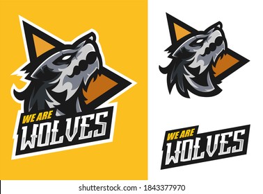 Diseño del logotipo de salida de mascota de Wolf para vectores premium