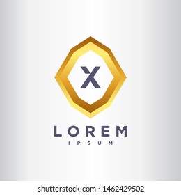 Premium Vector X Logo. Beautiful Logotype design for luxury company branding. Elegant identity design in grey and gold.