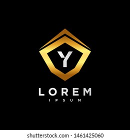 Premium Vector Y Logo. Beautiful Logotype design for luxury company branding. Elegant identity design in black and gold.