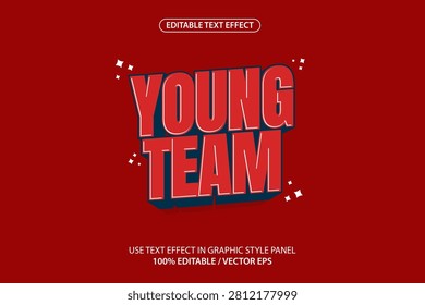 Premium vector young team text effect. Suitable for posters, templates, etc.