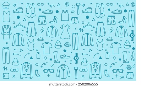 Vectores de Premium | Ilustración del icono de fondo para una boutique de ropa, ropa y accesorios.