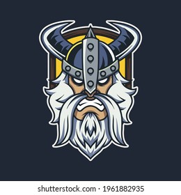 Premium Viking shield mascot illustration