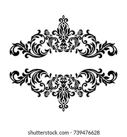 Premium vintage baroque frame scroll ornament engraving border floral retro pattern antique style acanthus foliage swirl decorative design element filigree calligraphy - vector.