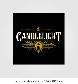 Premium Vintage Candle Light Flame line art Logo vector Design Illustration