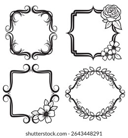 Premium Vintage Decorative Floral Frames Vector Collection for Designers
