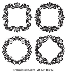 Premium Vintage Decorative Floral Frames Vector Collection for E-books
