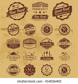 Premium Vintage Food Badges Vector. Classic and retro label set