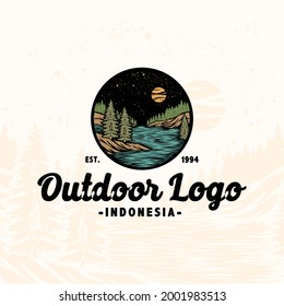 Premium Vintage logo monoline tropical summer wave logo nature 2