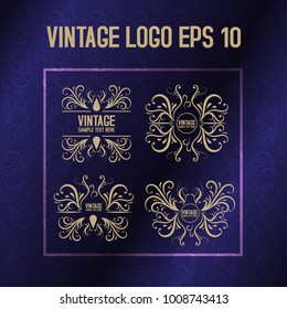 premium vintage logo vector with gradien blue background