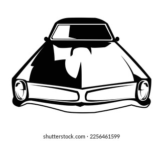 premium vintage muscle car vector design. isolated white background front view with style. logo design concept badge, emblem, icon, sticker design.