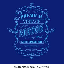 Premium vintage vector label hand drawn vintage typography blackboard retro border vector 
