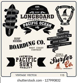 premium vintage vector surf label elements.