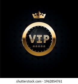 Premium VIP banner with gold elements and crown