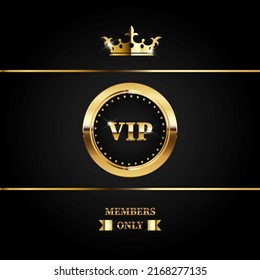 Premium VIP banner with gold elements and crown