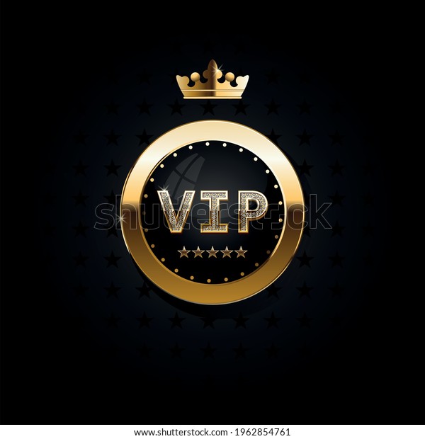 Premium Vip Banner Gold Elements Crown Stock Vector (Royalty Free ...