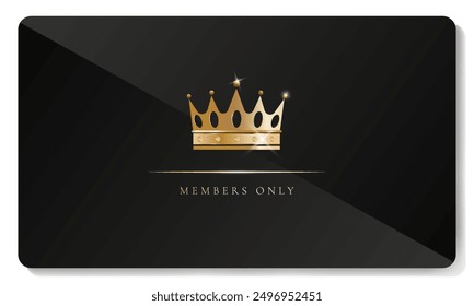 Premium VIP card  in black color with golden elements. Vector illustration