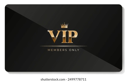 Premium VIP card  in black color with golden elements. Vector illustration