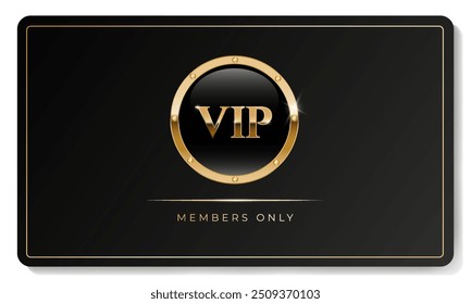 Premium VIP card  in black color with golden elements. Vector illustration