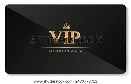 Premium VIP card  in black color with golden elements. Vector illustration