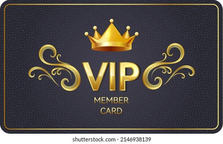 Premium VIP card with gold elements and crown